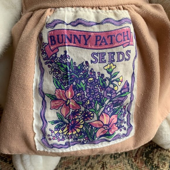 Vintage Commonwealth Bunny Patch Seeds Plush Rabbit Stuffed Animal 1992 Apron - Picture 6 of 7